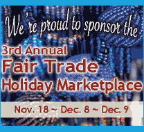 KBOO is a sponsor of the Fair Trade Holiday Marketplace, 12/8, 12/9