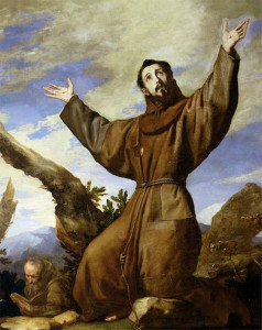 Painting of St Francis in wilds