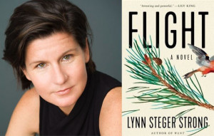 Picture of author Lynn Steger Strong and cover of her novel Flight