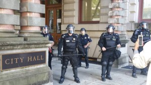Portland police at City Hall (image by Jonathan Gates - @Gates_Jon on Twitter)