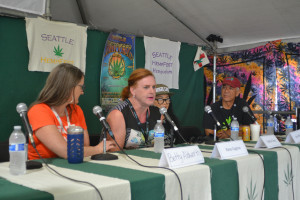 Seattle Hempfest 2017, Panel on Privilege and Inclusion in the Cannabis Industry, featuring Betty Aldworth, Rene Gagnon, Ophelia Chong, and Jerry Whiting.