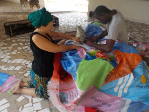 Dana Lynn Louis and Mamadou working on La Grande Robe
