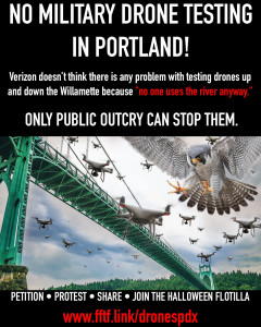 Poster for Actions against Verizon's Drone testing facility