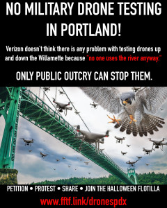 Poster for Actions against Verizon's Drone testing facility Poster for Actions against Verizon's Drone testing facility