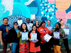 Portland Clean Energy Fund campaign signature gathering event at the Coalition of Communities of Color