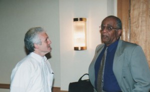 Cliff Thornton (R) speaking with Richard Evans (L) at the Drug Policy Foundation conference in 2000 in Washington, DC