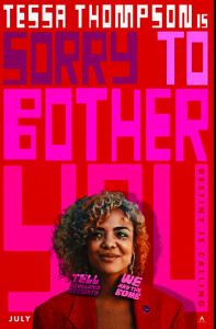 Sorry to bother you poster with Tessa Thompspn and earrings that say "Tell Homeland Security / We are the Bomb"