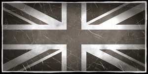 black and white image of the UK flag