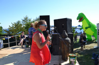 Amanda Reiman from the Drug Policy Alliance (L) and Bonzilla (R) at the Seeley Stage, Seattle Hempfest