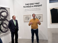 Collector Jordan Schnitzer (L) and curator Danuel Duford discussing Richard Serra's prints Collector Jordan Schnitzer (L) and curator Danuel Duford discussing Richard Serra's prints