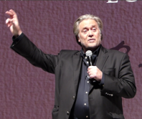 Steve Bannon with upraised arm